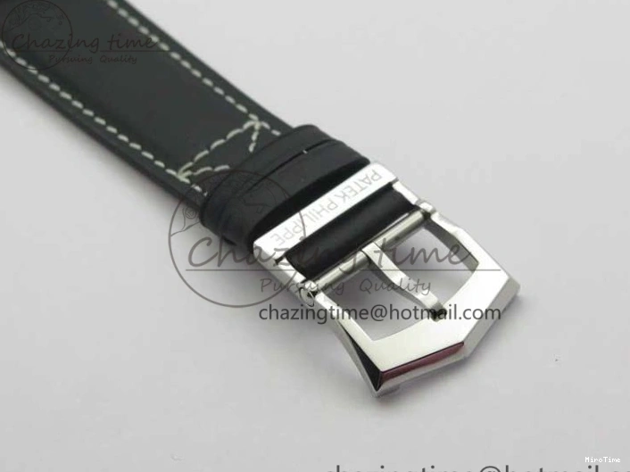 MIROTIME 0122 Practical Calatrava 5524 Pilot Travel Time SS GRF Blue Dial on Black Leather Strap A324 V 7107